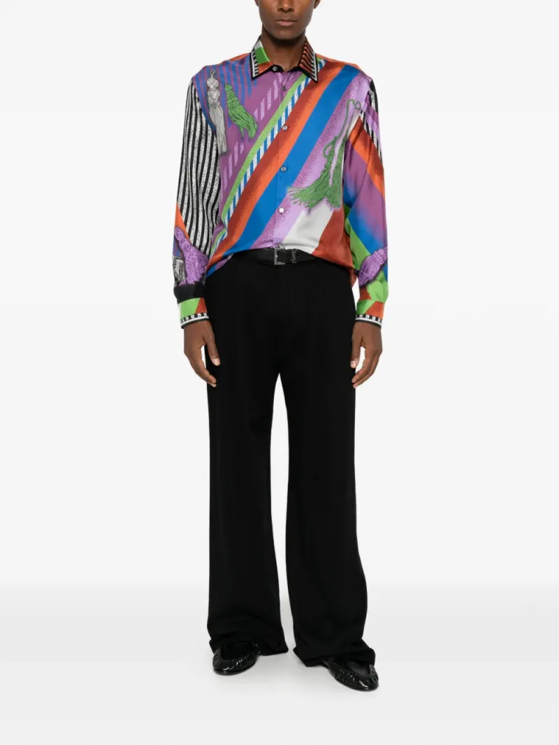 Versace — Camicia in twill di seta con stampa — Foto 2 di 5