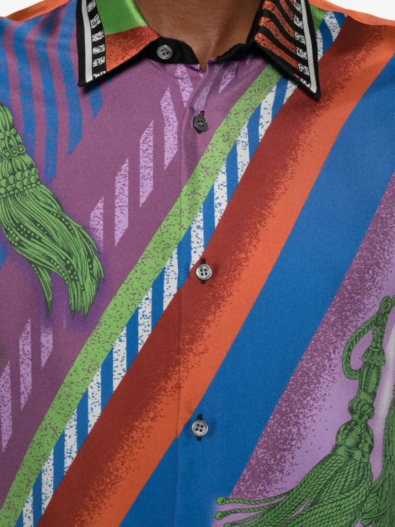 Versace — Camicia in twill di seta con stampa — Foto 5 di 5