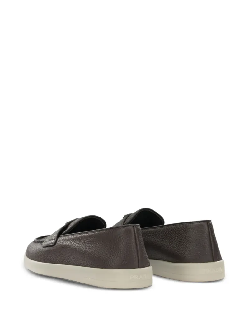 Prada — Logo-plaque pebbled-leather loafers — Photo 3 of 5