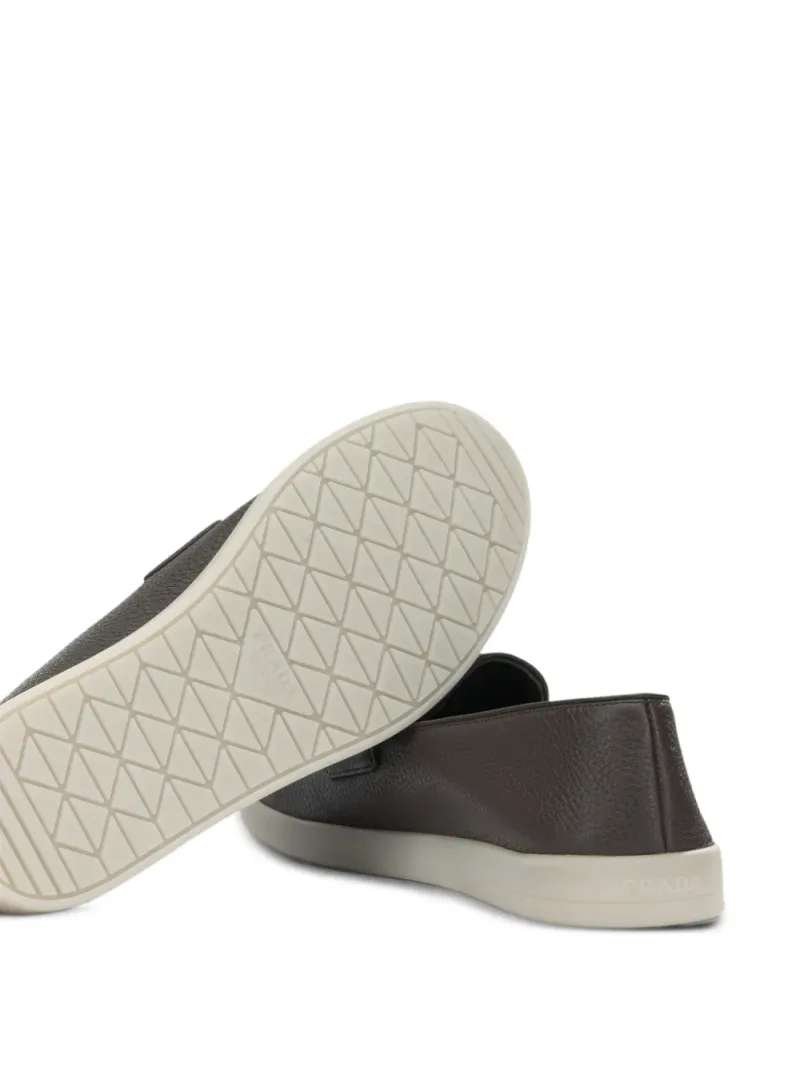 Prada — Logo-plaque pebbled-leather loafers — Photo 4 of 5
