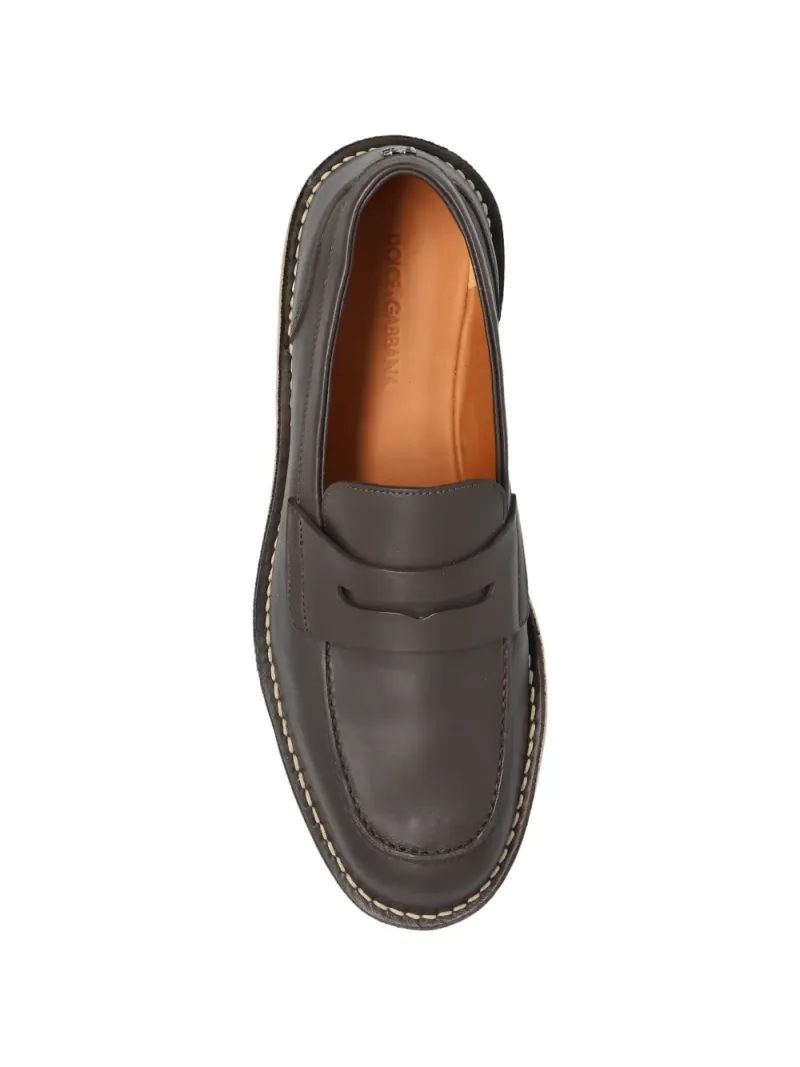 Dolce & Gabbana — Logo-detail leather penny loafers — Foto 4 di 5