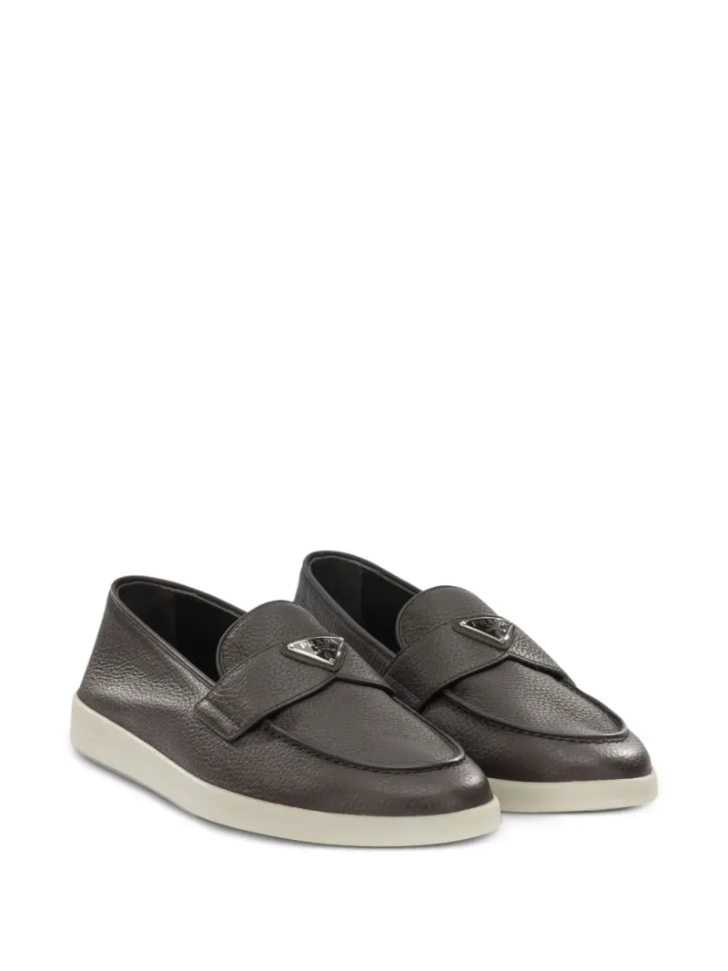 Prada — Logo-plaque pebbled-leather loafers — Photo 2 of 5