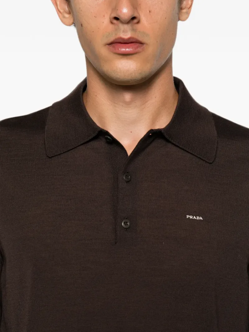 Prada — Long-sleeved superfine wool polo sweater — Foto 5 di 5