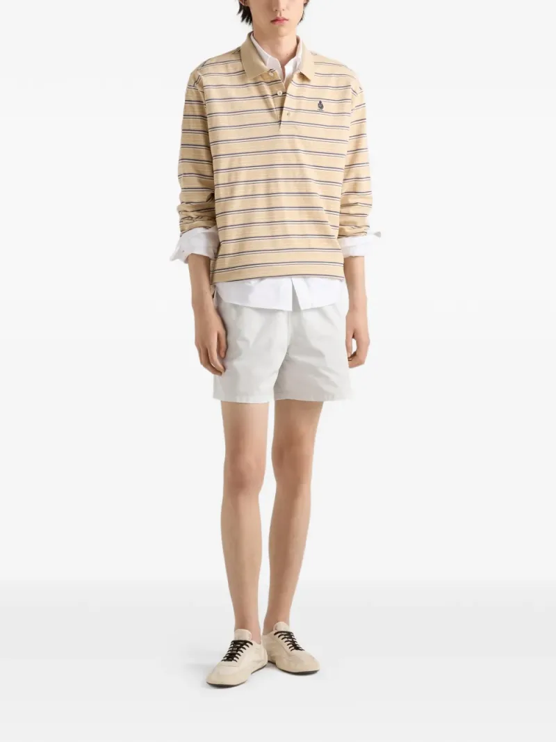Prada — Striped cotton piqué polo shirt — Foto 2 di 5