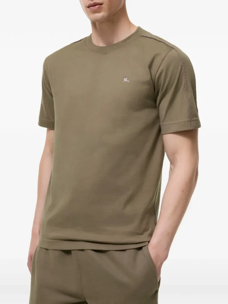 Burberry — Check-piping cotton T-shirt — Photo 2 of 3