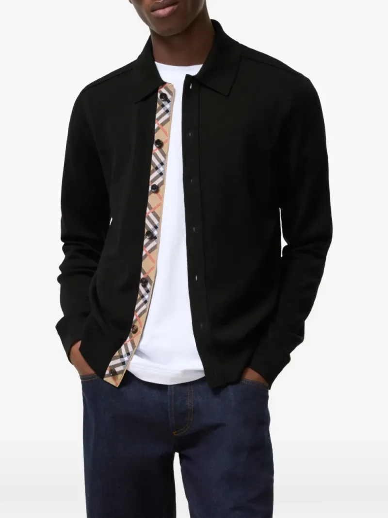 Burberry — Check-trim button-up sweater — Photo 2 of 3