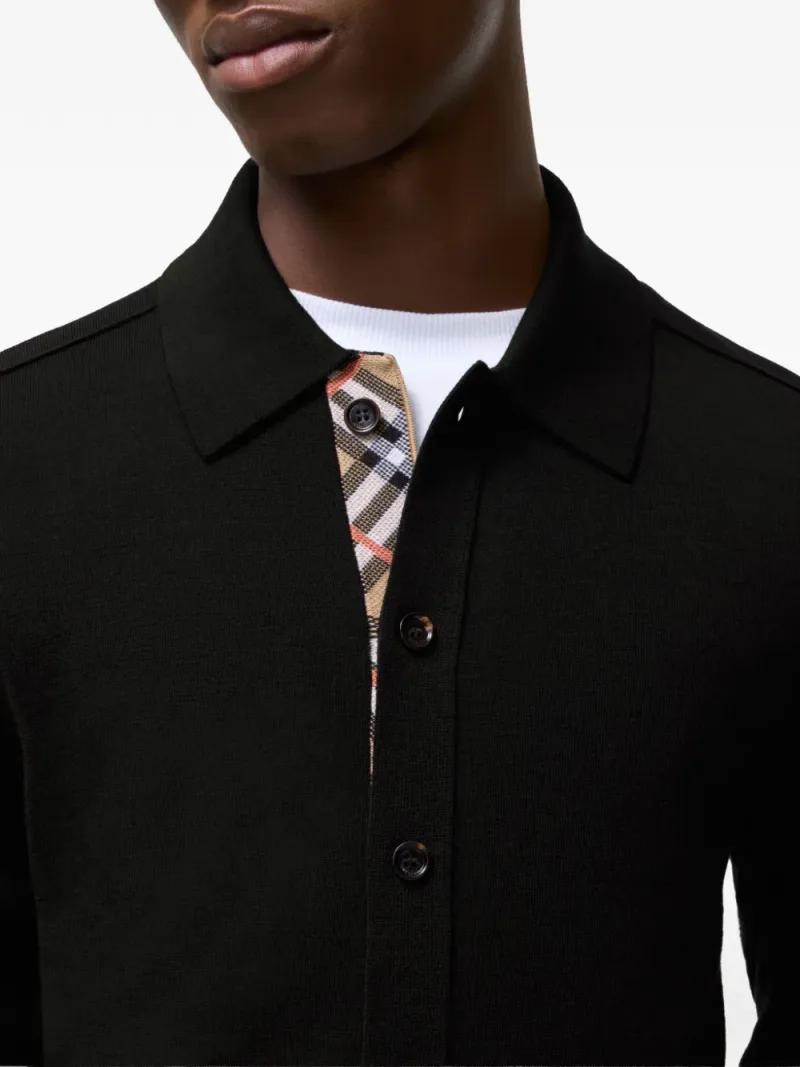 Burberry — Check-trim button-up sweater — Photo 3 of 3