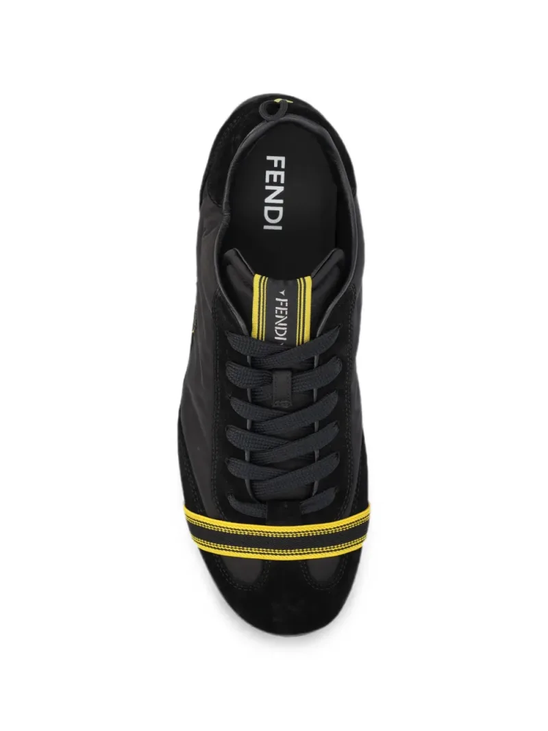 Fendi — Wrap black suede and fabric low-top trainers — Photo 3 of 4