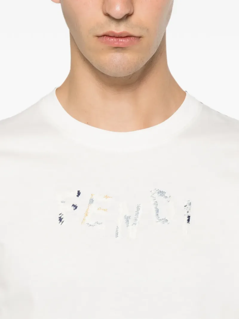 Fendi — Embroidered-logo T-shirt — Foto 5 di 5