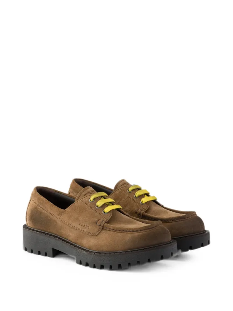 Prada — Waxed suede lace-up shoes — Photo 2 of 5
