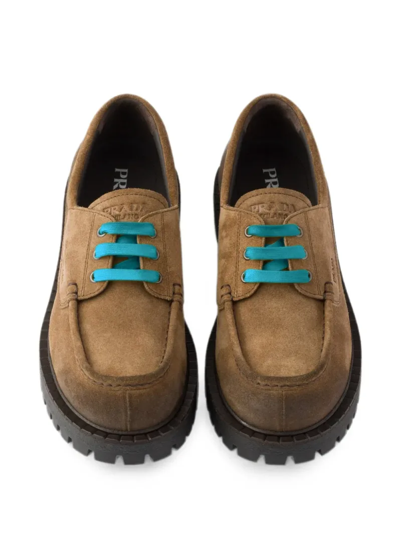 Prada — Waxed suede lace-up shoes — Photo 3 of 5
