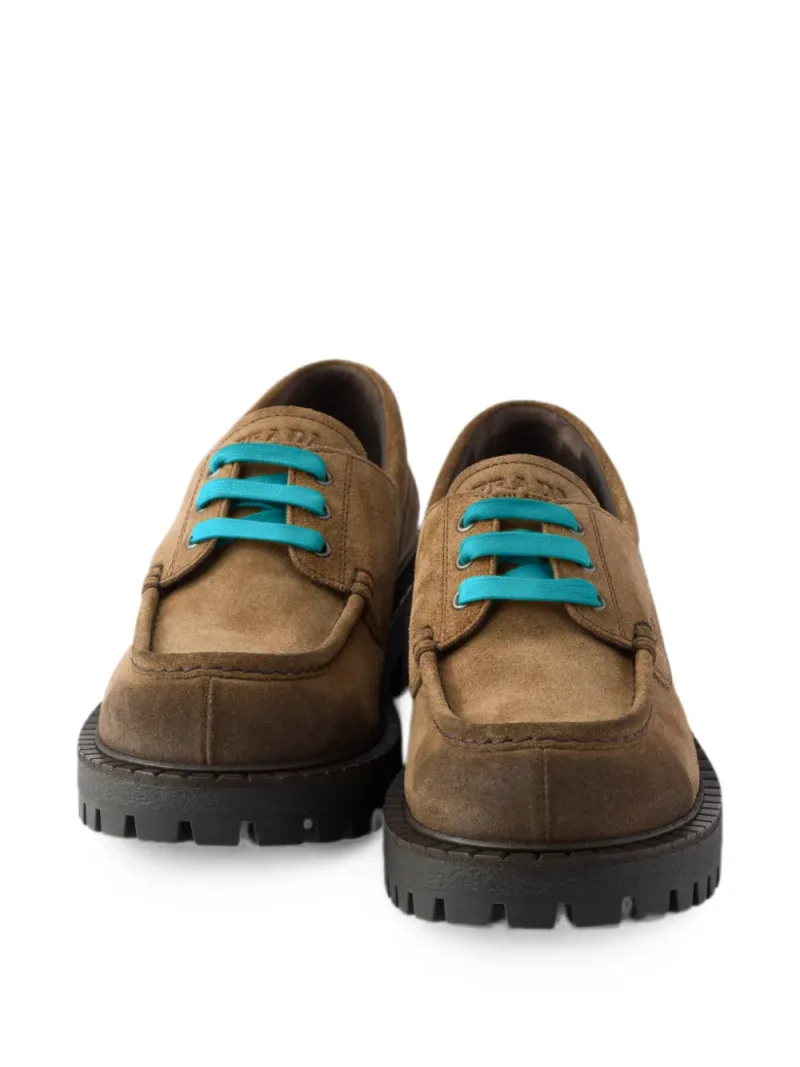 Prada — Waxed suede lace-up shoes — Photo 4 of 5