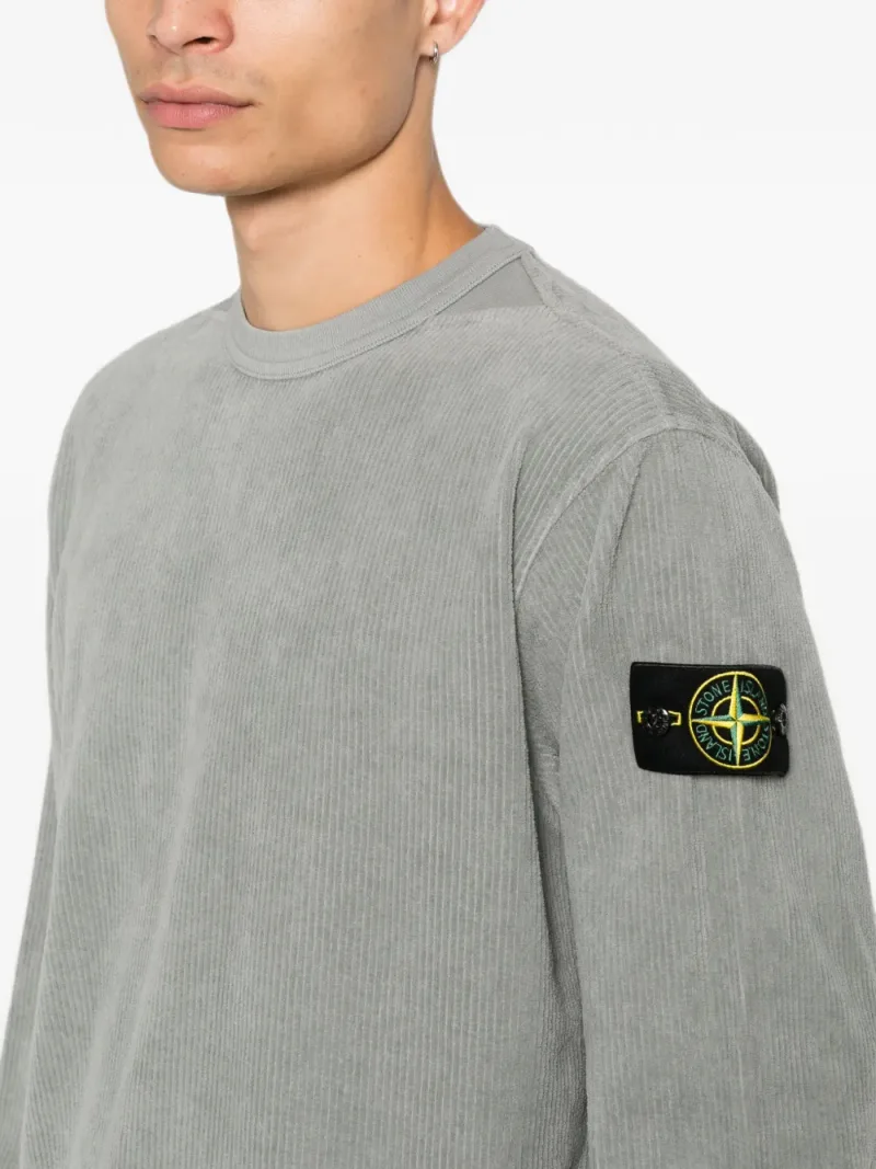 Stone Island — Logo-patch corduroy sweatshirt — Foto 5 di 5