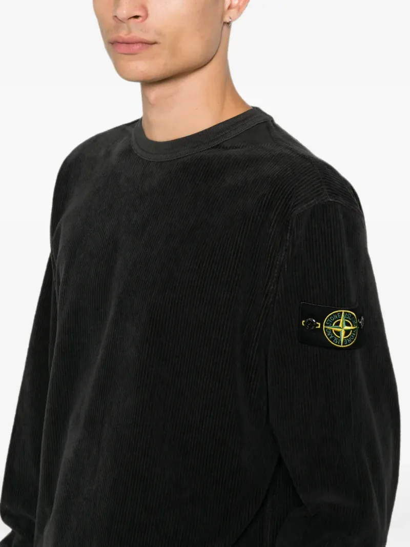 Stone Island — Corduroy-texture Compass-patch sweater — Foto 5 di 5