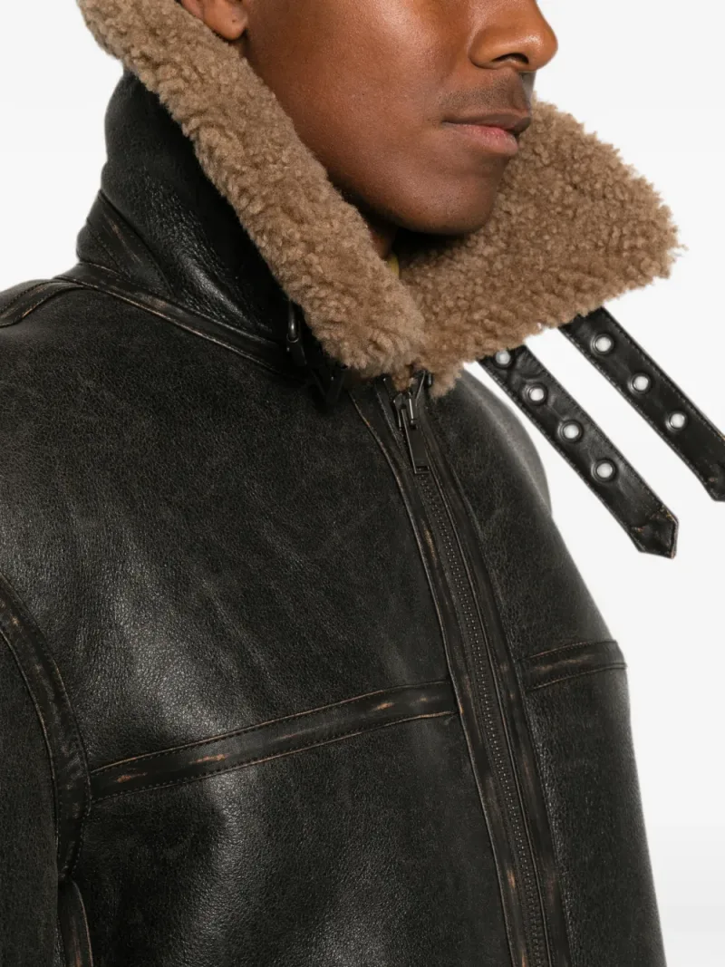 Saint Laurent — Shearling-trim leather jacket — Photo 5 of 5