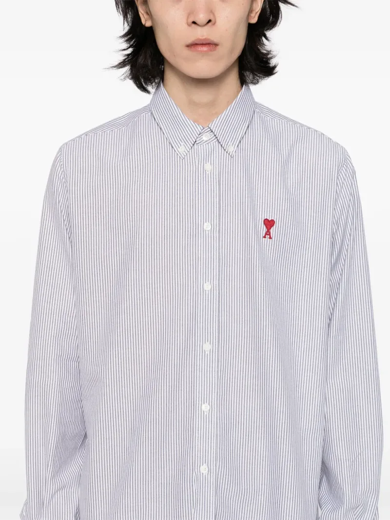 Ami Paris — De Coeur monogram striped-pattern shirt — Foto 5 di 5