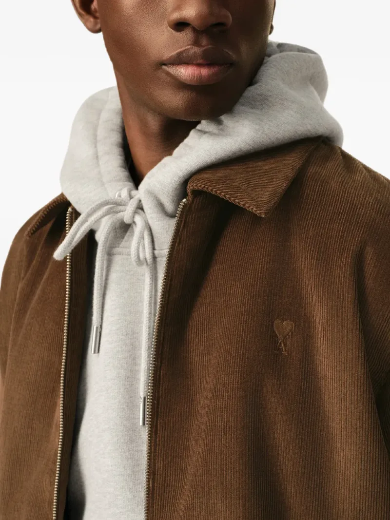 Ami Paris — Corduroy cotton padded jacket with Ami de Coeur — Photo 5 of 5