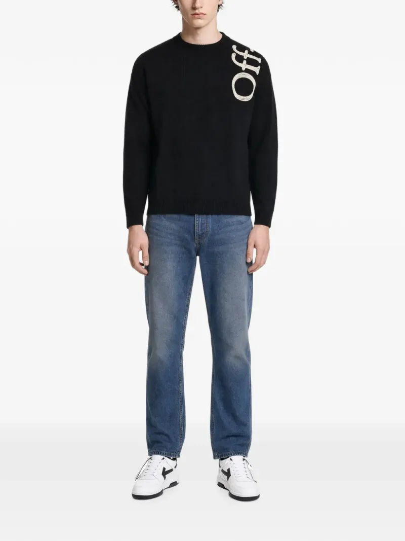 Off-White — Logo-embroidered wool sweater — Foto 2 di 3