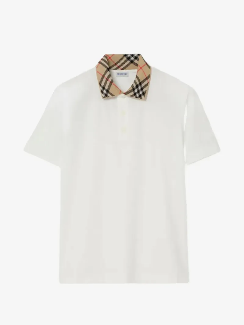 Burberry — Poloshirt mit kariertem Kragen
