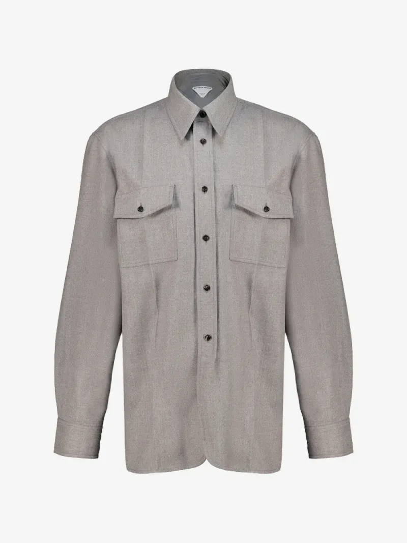 Bottega Veneta — Camisa compacta de franela y lana