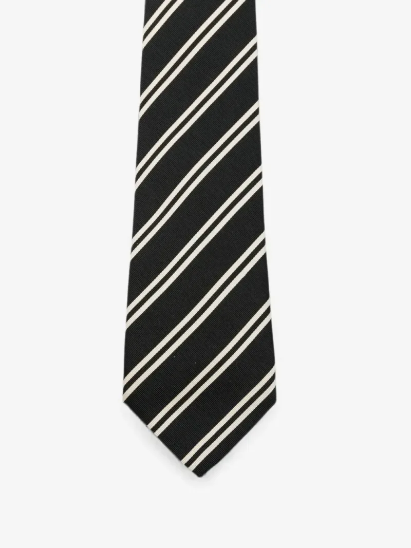 Saint Laurent — Striped tie in silk jacquard — Foto 2 di 2