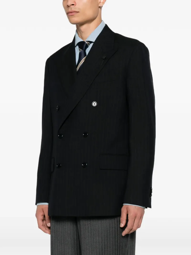 Lardini — Pinstripe double-breasted blazer — Foto 3 di 5