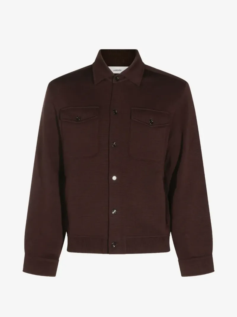 Lardini — Spread-collar button-up shirt jacket