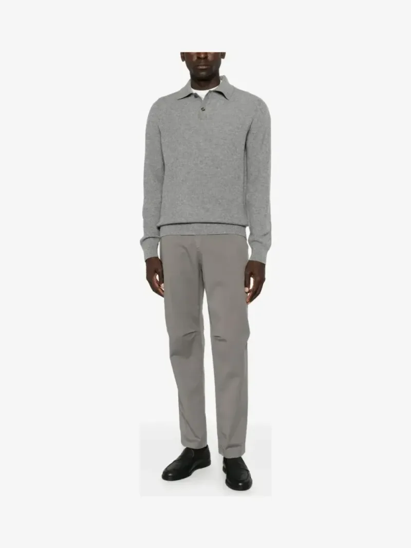 Lardini — Ribbed-knit long-sleeved polo shirt