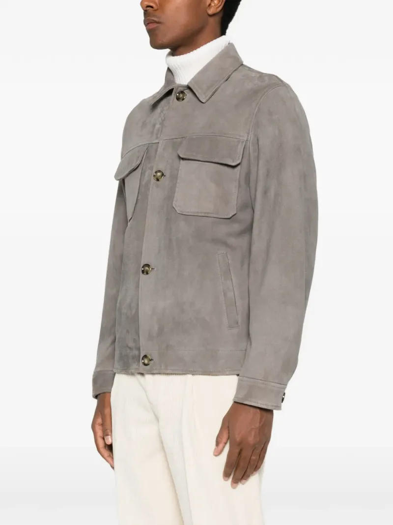 Lardini — Button-up suede jacket — Foto 3 di 5