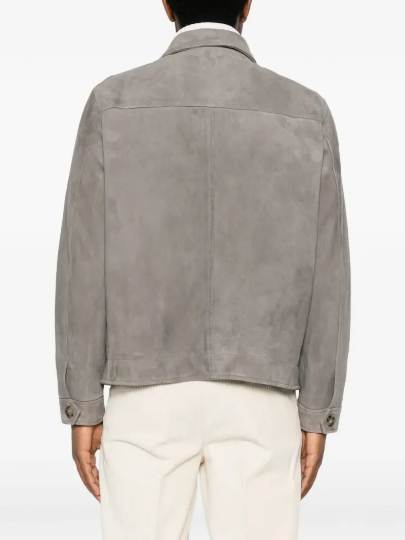 Lardini — Button-up suede jacket — Foto 4 di 5