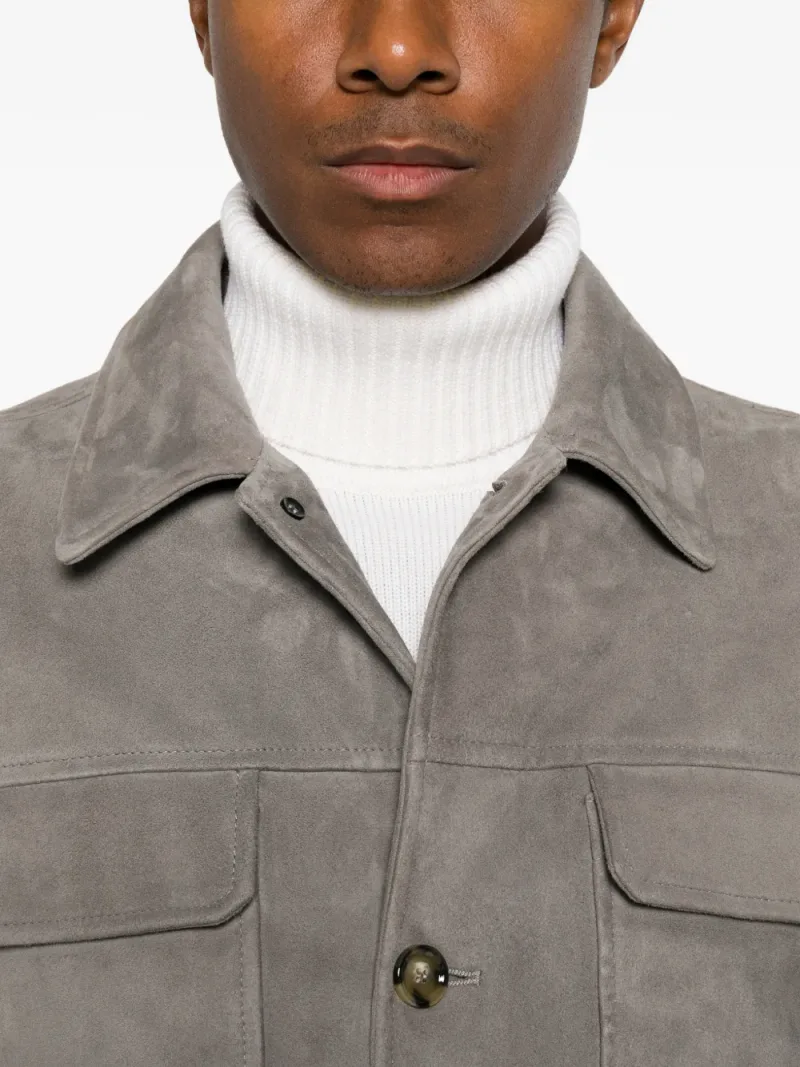 Lardini — Button-up suede jacket — Foto 5 di 5