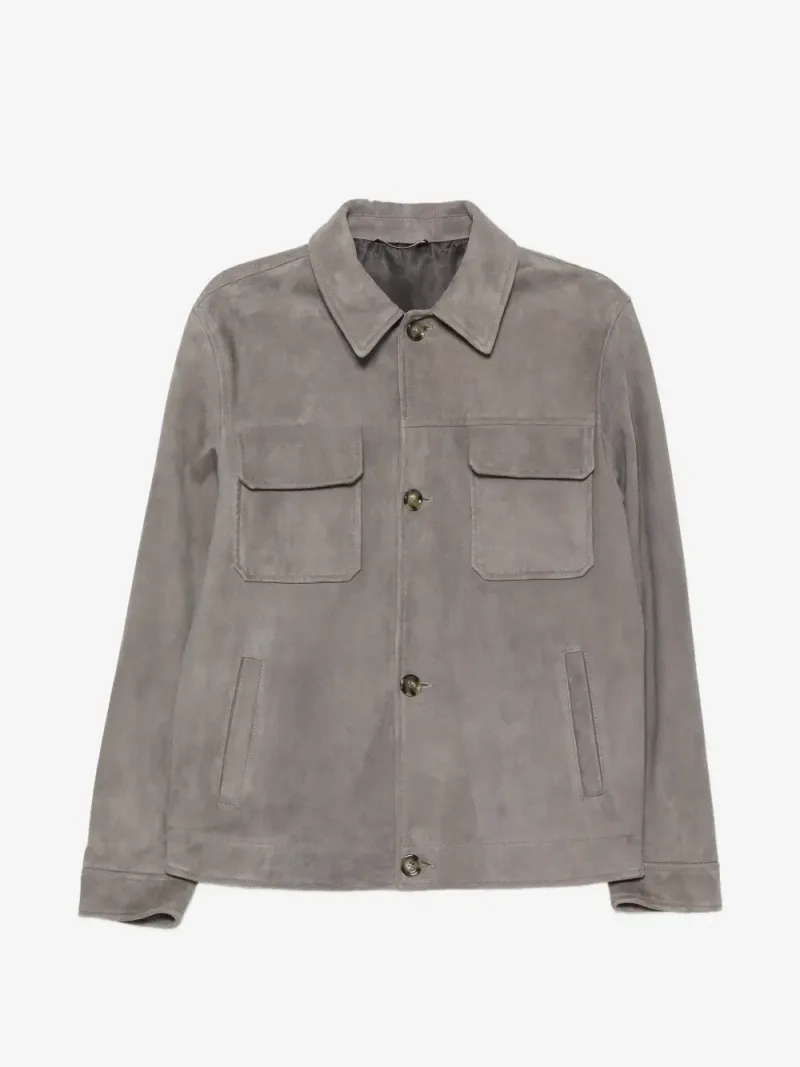 Lardini — Button-up suede jacket