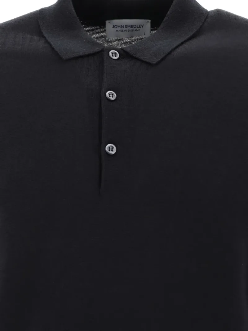 John Smedley — Long-sleeve classic-collar polo shirt — Foto 4 di 4