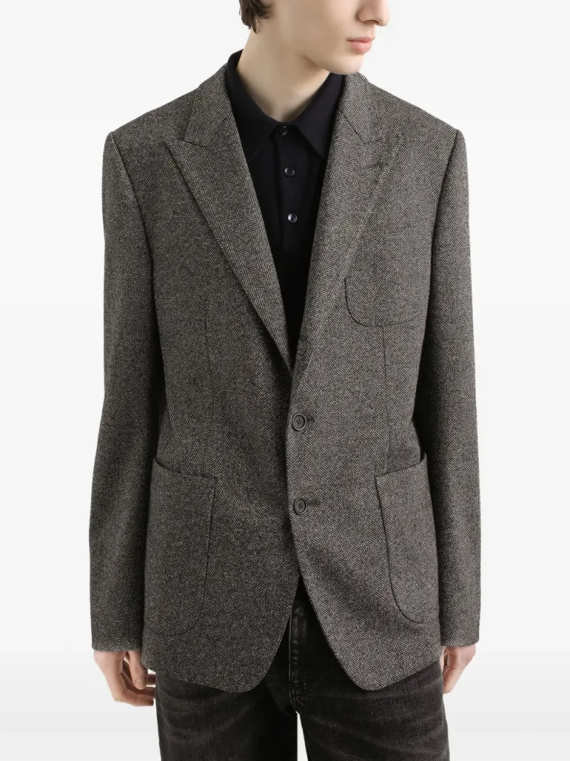 Dolce & Gabbana — Blazer monopetto con motivo a spina di pesce — Foto 3 di 4