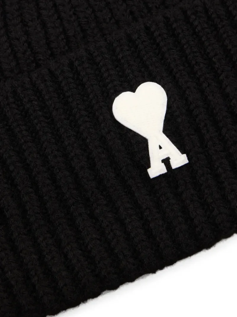 Ami Paris — Black wool beanie with Ami de Coeur — Photo 2 of 2