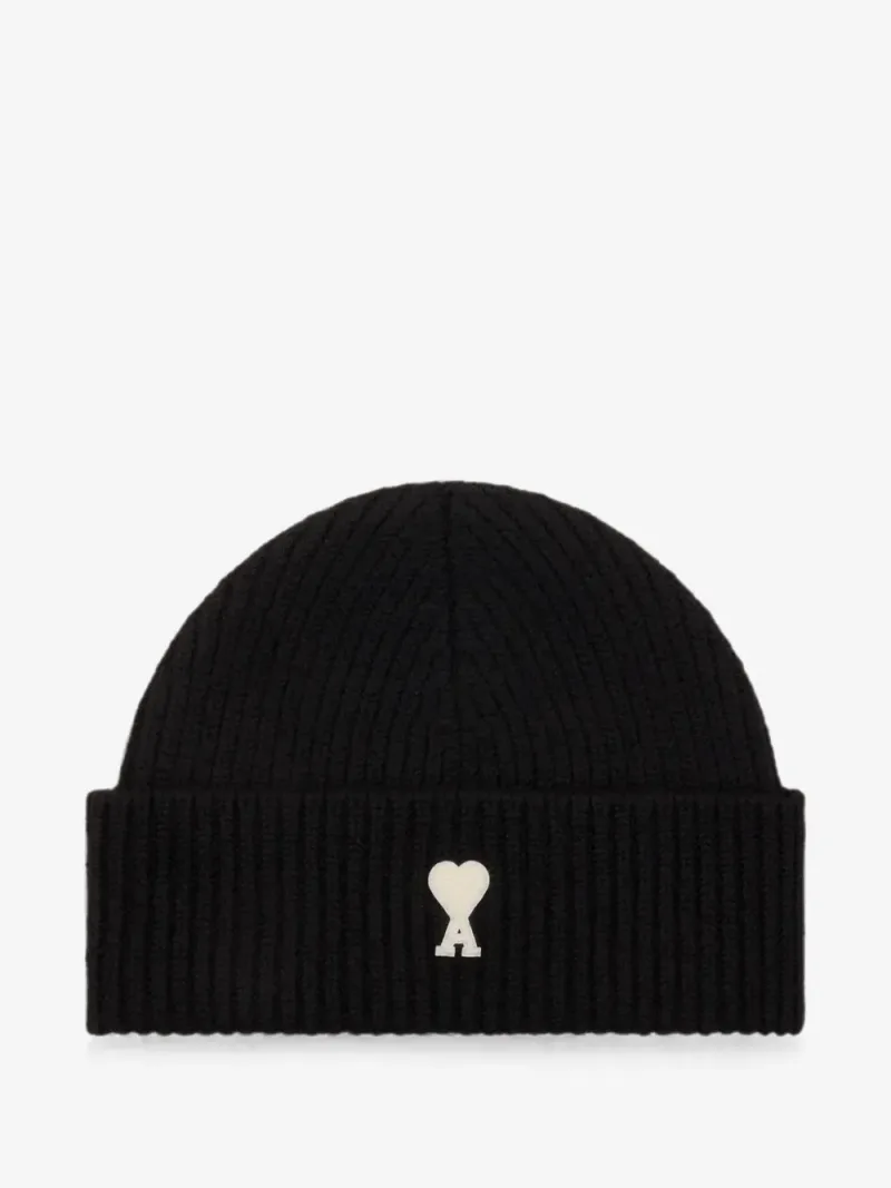 Ami Paris — Gorro preto de lã com Ami de Coeur