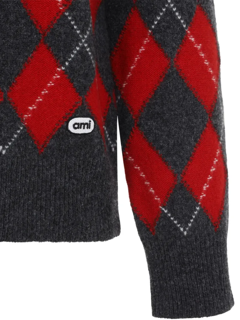 Ami Paris — Argyle-knit half-zip sweater — Photo 2 of 2