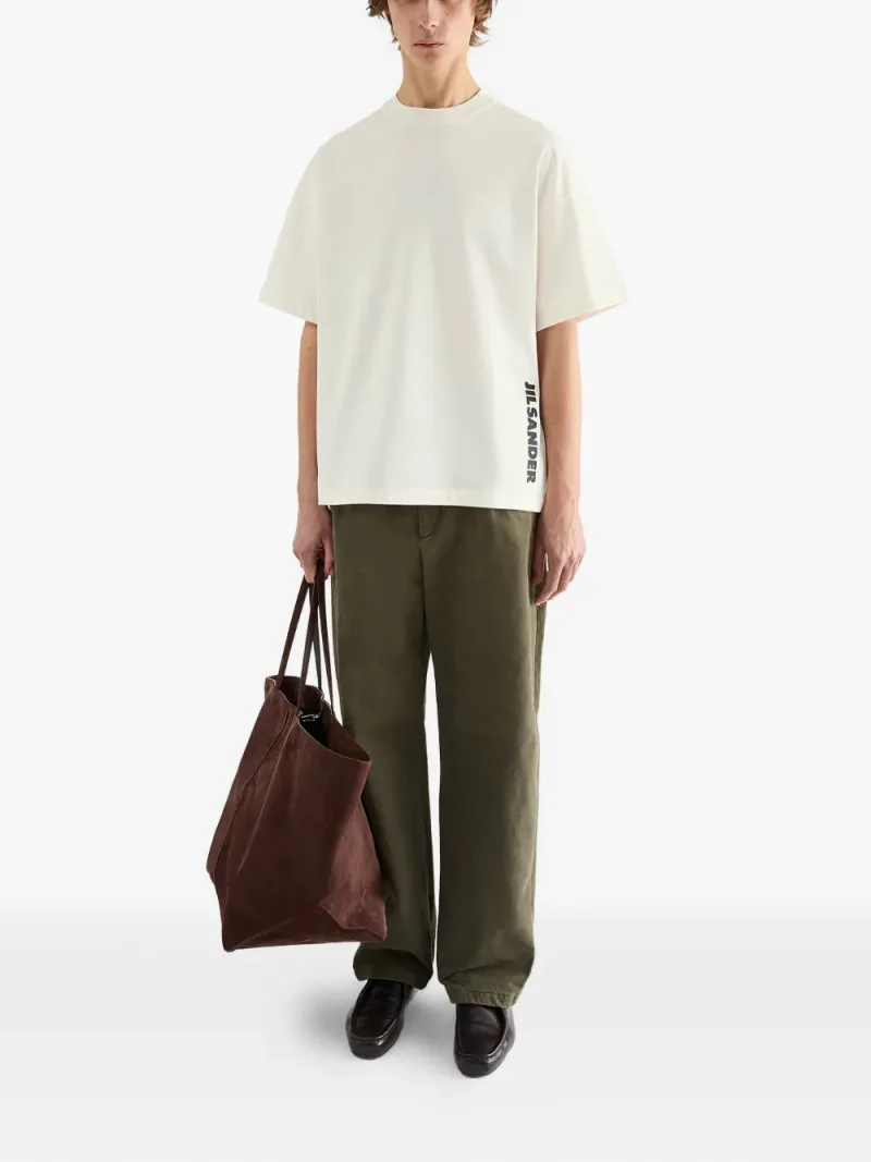 Jil Sander — Boxy-fit cotton crew-neck T-shirt with vertical printed Jil Sander logo — Photo 2 of 4
