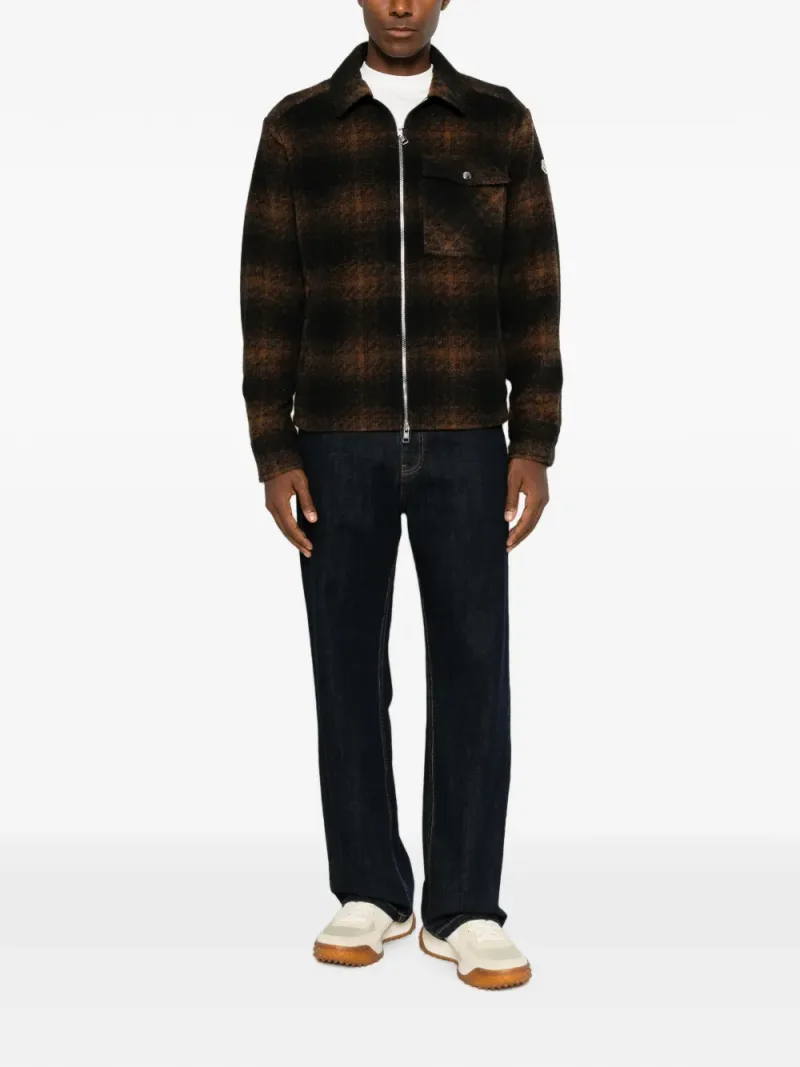 Moncler — Check jersey zip-up shirt jacket — Foto 2 di 5