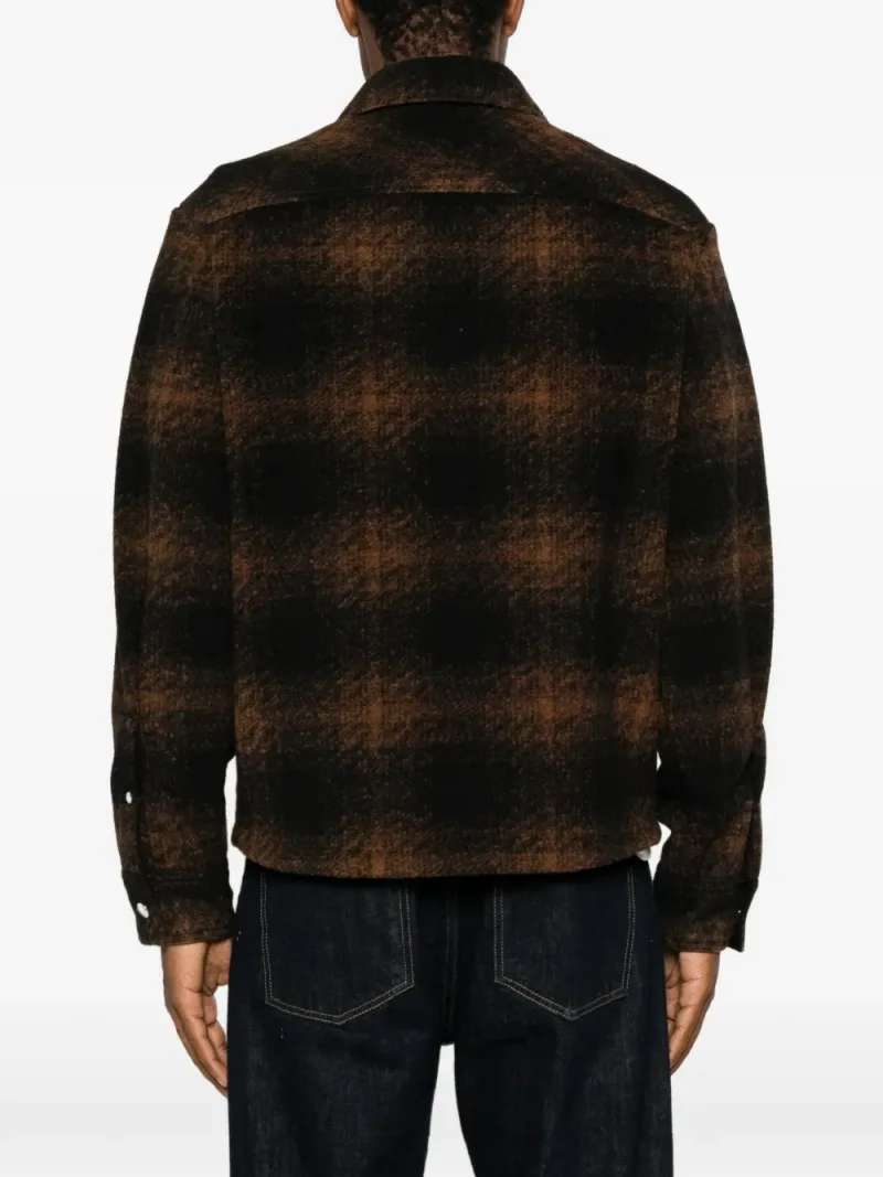 Moncler — Check jersey zip-up shirt jacket — Foto 4 di 5