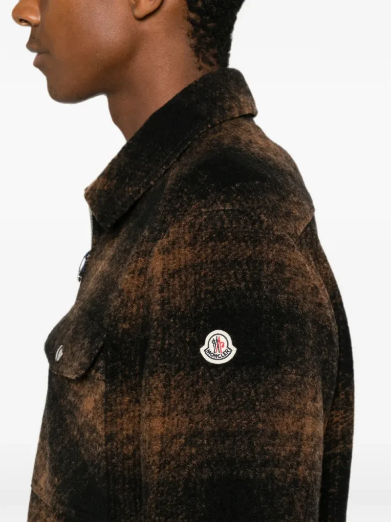 Moncler — Check jersey zip-up shirt jacket — Foto 5 di 5