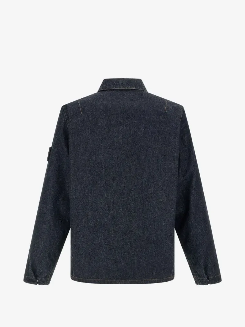 Stone Island — Contrast-stitching zip denim overshirt — Photo 2 of 5