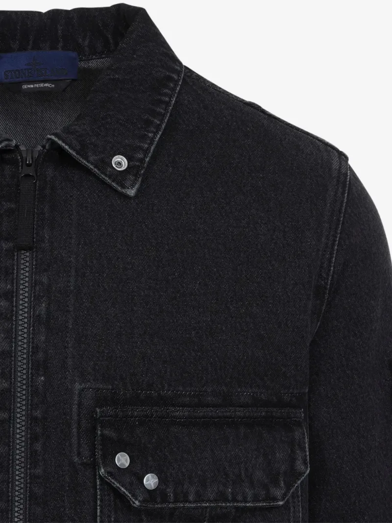 Stone Island — 棉标贴拉链衬衫 — 图片 2/2