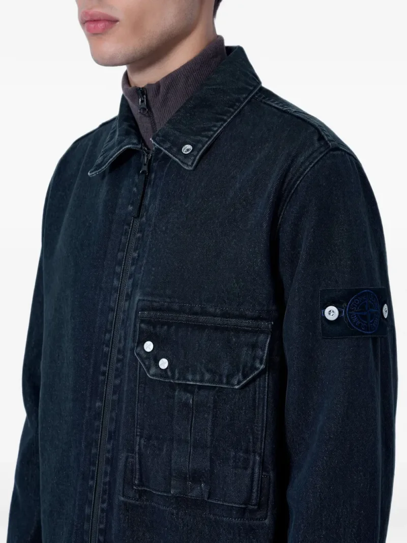 Stone Island — Рубашка на молнии с нашивкой-логотипом — Фото 4 из 4