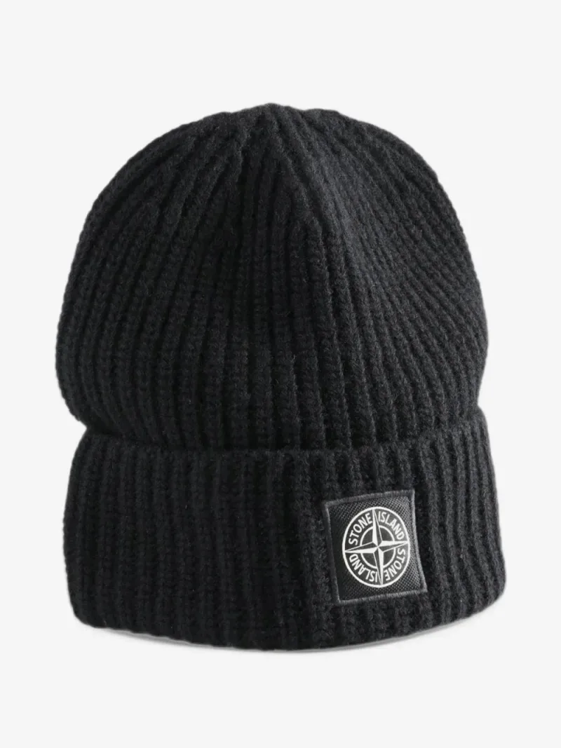 Stone Island — Gorro de canalé con parche del logo — Foto 3 de 3
