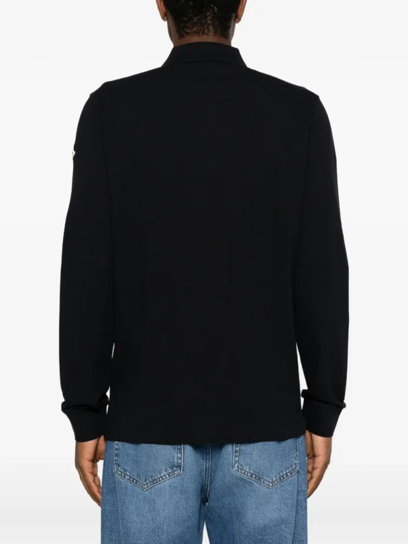 Moncler — logo-patch long-sleeve polo shirt — Foto 4 di 5