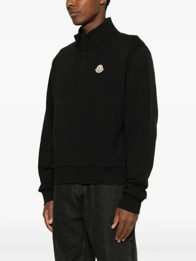Moncler — logo-patch half-zip sweatshirt — Foto 3 di 5