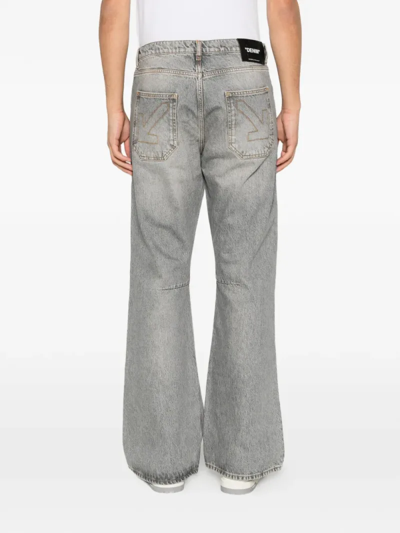 Off-White — Arrows-embroidered faded-effect jeans — Фото 4 из 5