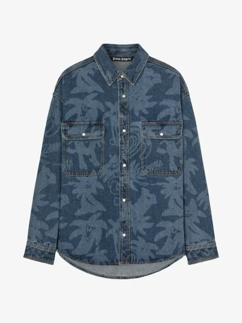 Palm Angels — Chemise en jean Palmity à motif palmier