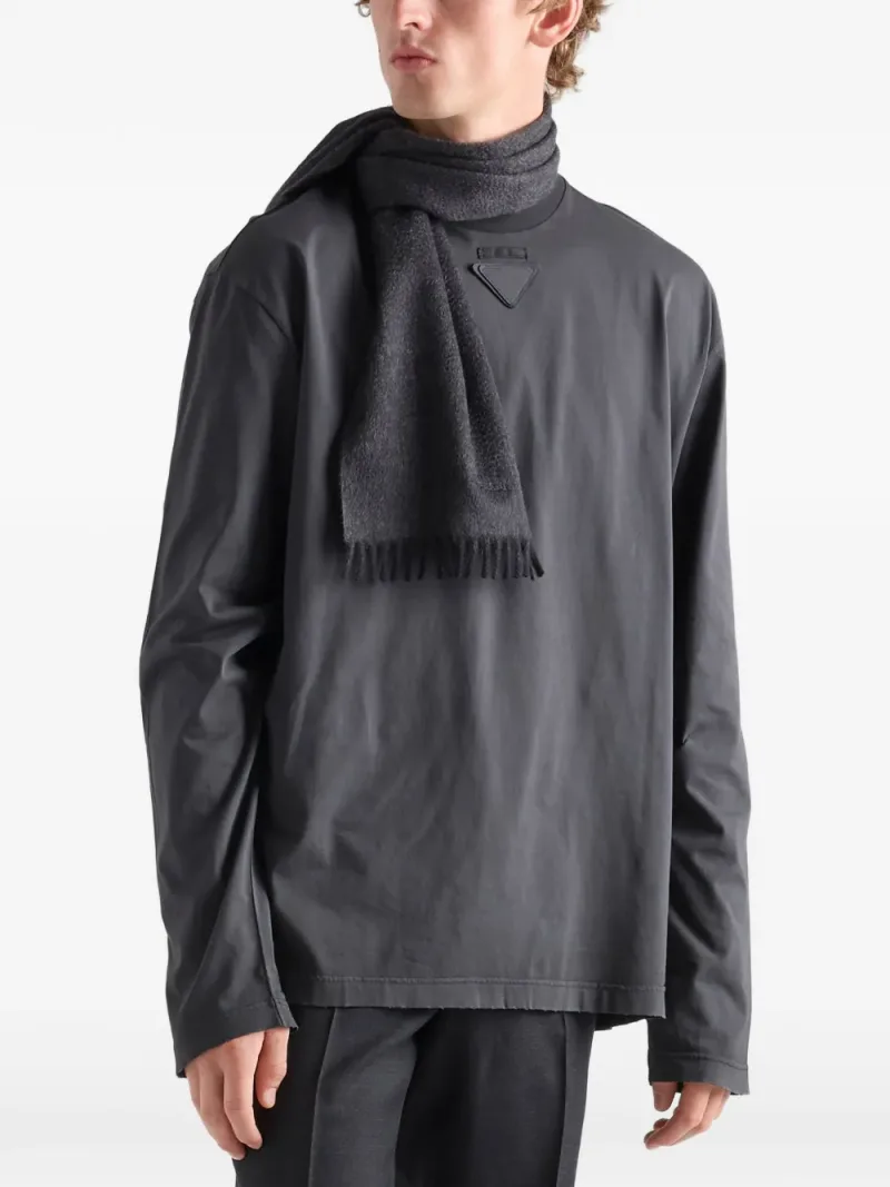 Prada — T-shirt en coton à manches longues